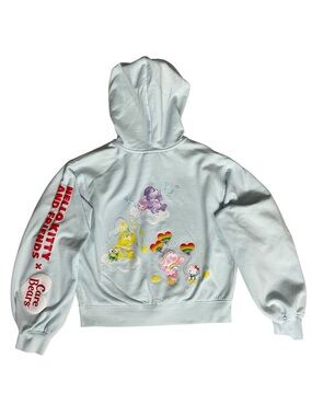 Hello Kitty Friends x Care Bears Full Zip Hoodie Blue M Rainbow Sanrio